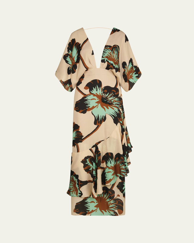 Tesoro Escondido Plunging Floral Maxi Dress